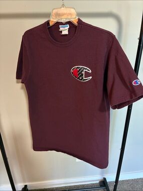Champion Men's Burgundy Logo Short-Sleeve Tee